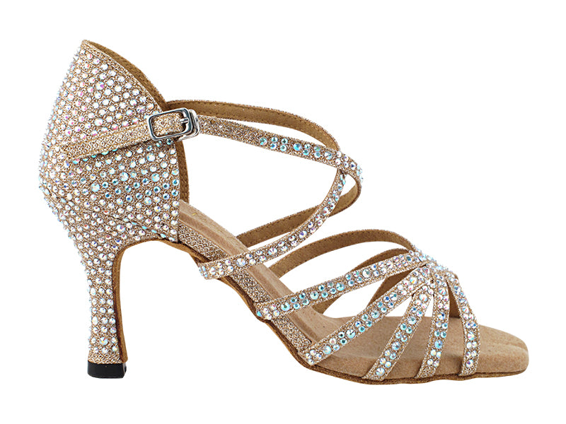 1613Bling Champagne Glitter Satin with 2.5&quot; Heel (2899) in the photo