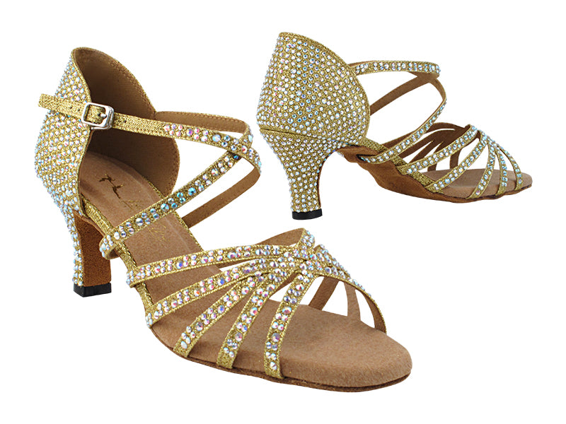 1613Bling Gold Glitter Satin with 2.5&quot; Heel (2899) in the photo