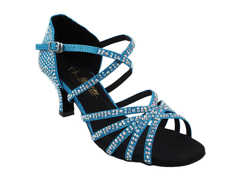 1613Bling Blue Glitter Satin with 2.5" Heel (2899) in the photo
