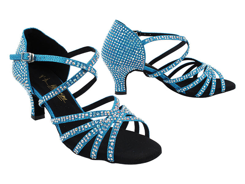 1613Bling Blue Glitter Satin with 2.5" Heel (2899) in the photo