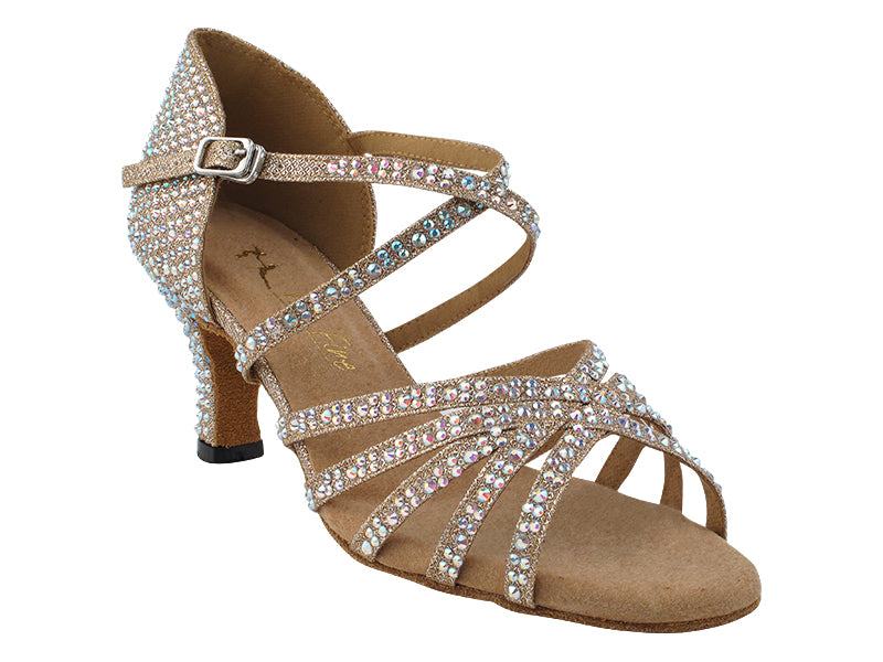 1613Bling Champagne Glitter Satin with 2.5" Heel (2899) in the photo