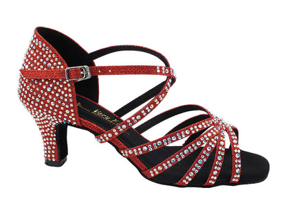 1613Bling Red Glitter Satin with 2.5&quot; Heel (2899) in the photo