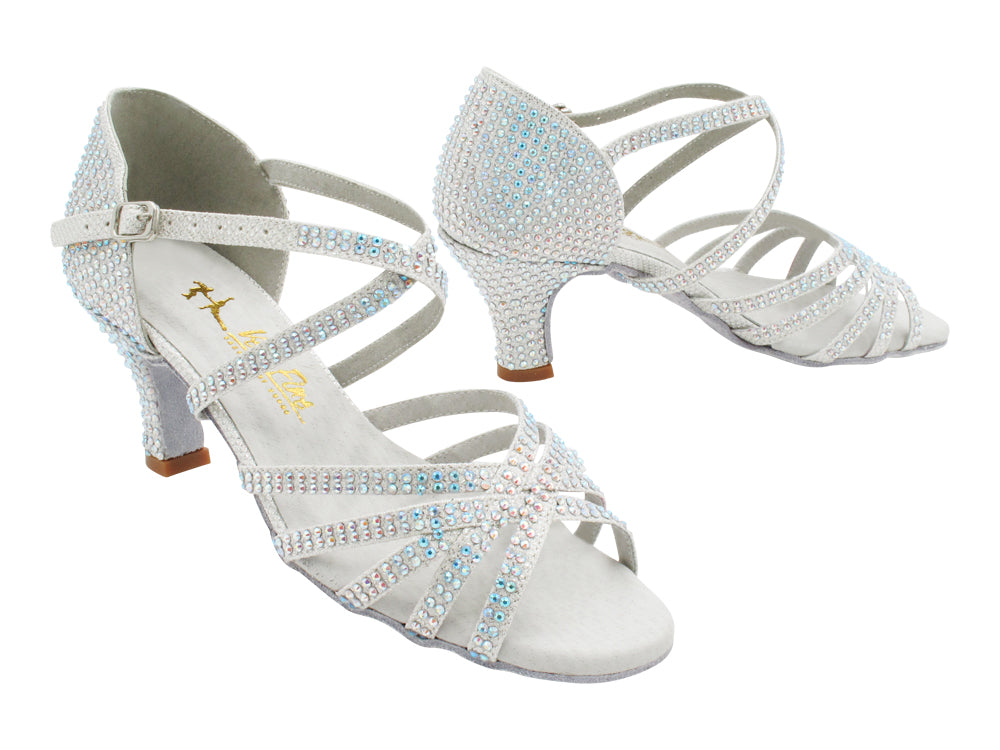 1613Bling White Glitter Satin with white insole with 2.5" Heel (2899) in the photo