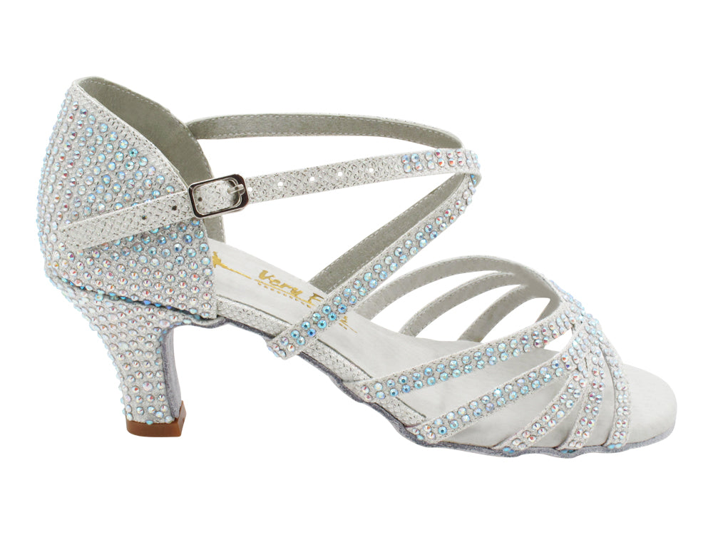 1613Bling White Glitter Satin with white insole with 2.5" Heel (2899) in the photo