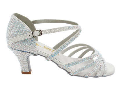 1613Bling White Glitter Satin with white insole with 2.5" Heel (2899) in the photo