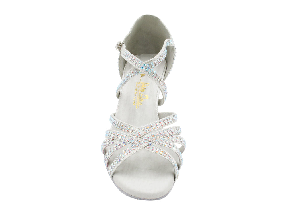 1613Bling White Glitter Satin with white insole with 2.5" Heel (2899) in the photo