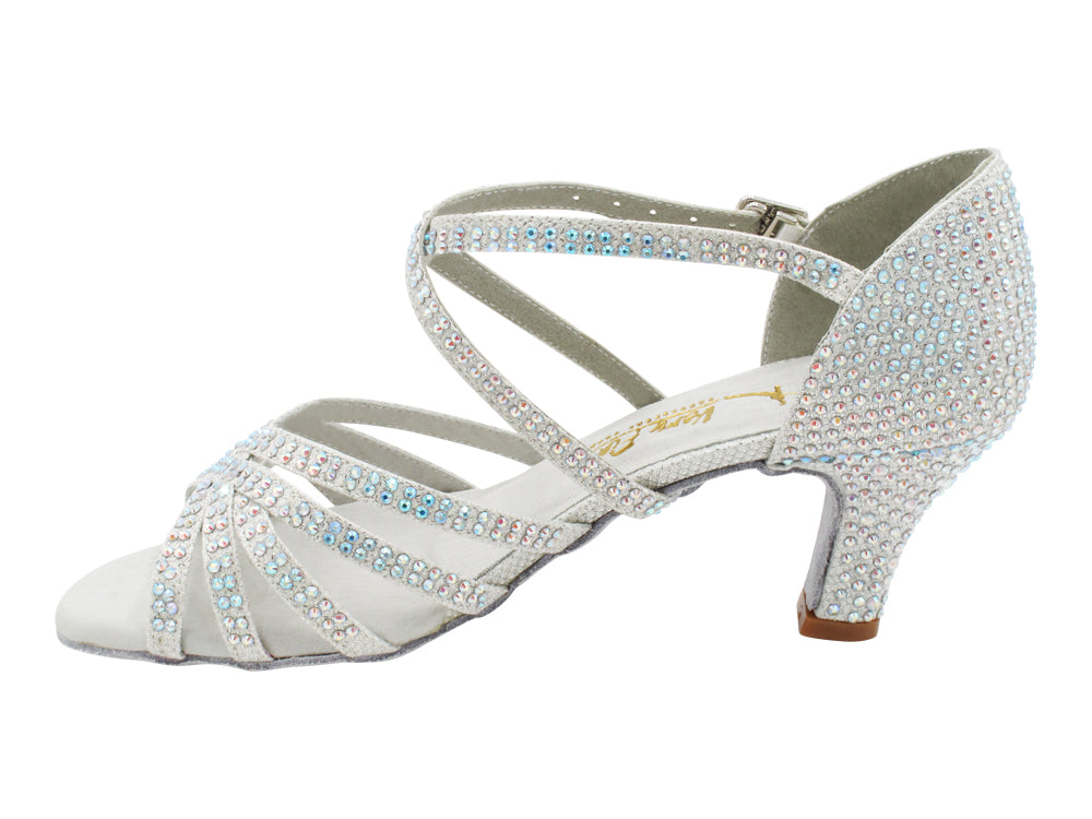 1613Bling White Glitter Satin with white insole with 2.5" Heel (2899) in the photo