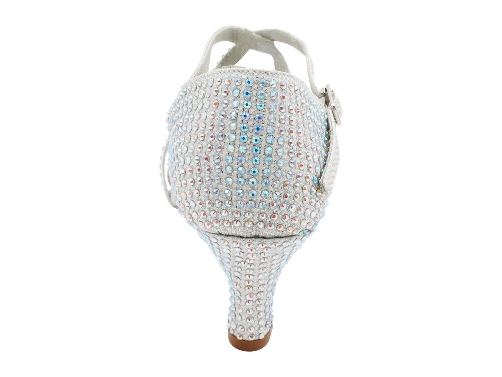 1613Bling White Glitter Satin with white insole with 2.5" Heel (2899) in the photo