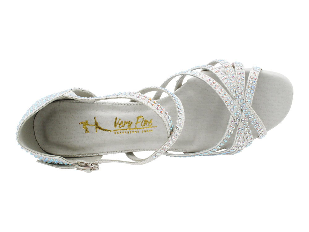 1613Bling White Glitter Satin with white insole with 2.5" Heel (2899) in the photo