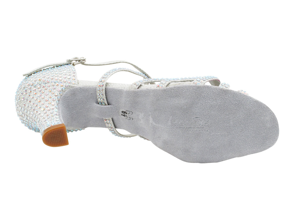 1613Bling White Glitter Satin with white insole with 2.5" Heel (2899) in the photo