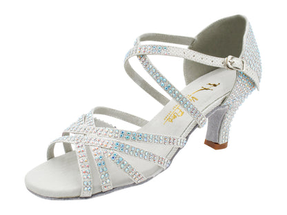 1613Bling White Glitter Satin with white insole with 2.5" Heel (2899) in the photo