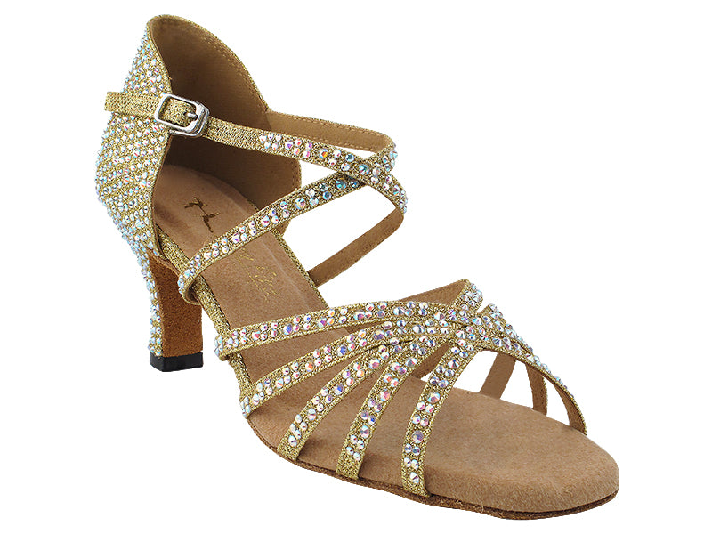 1613Bling Gold Glitter Satin with 2.5&quot; Heel (2899) in the photo