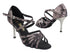 1613LEDSS Black Flower Velvet with (6646) 3 INCH SLIM METALLIC HEEL in the photo