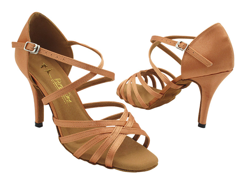 1613LEDSS 82 Light Brown Satin with 3.5 INCH STILETTO HEEL (575) in the photo