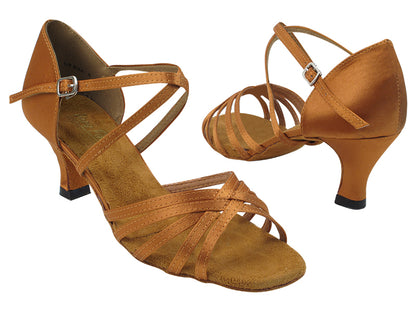 1613 Dark Tan Satin with 2.5&quot; Low Heel in the photo