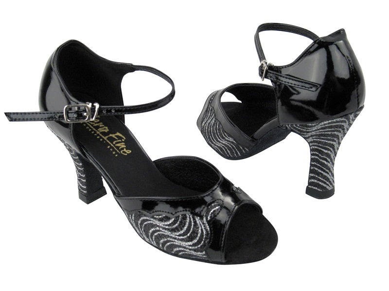 1616 213 Black Silver Wave Glitter_Black Patent Trim