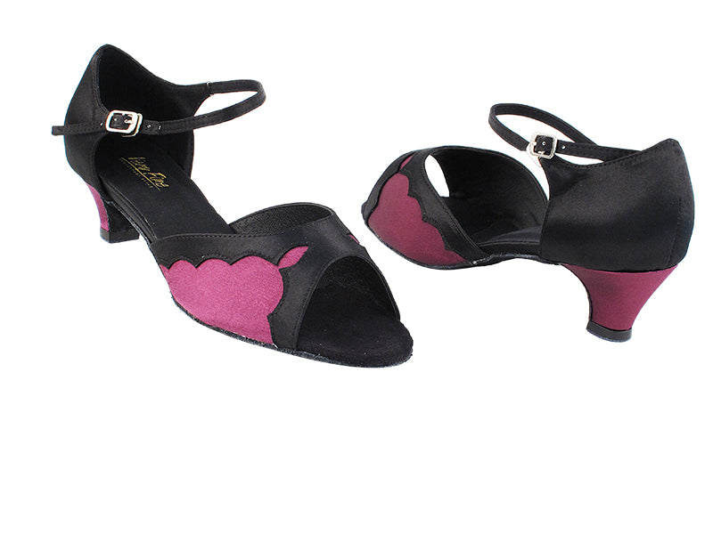 1616 111 Purple Satin_M_H_38 Black Satin_B_T with 1.3&quot; Cuban Heel in the photo