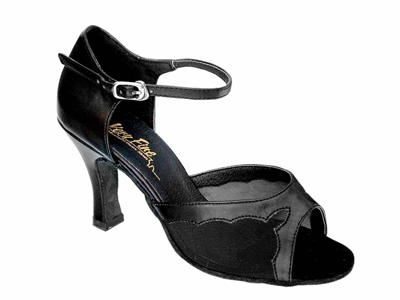 1616 Black Leather &amp; Black Mesh with 3&quot; Heel in the photo