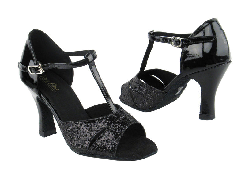 1617 Black Sparkle_F_Black Patent_B with 3&quot; Heel in the photo