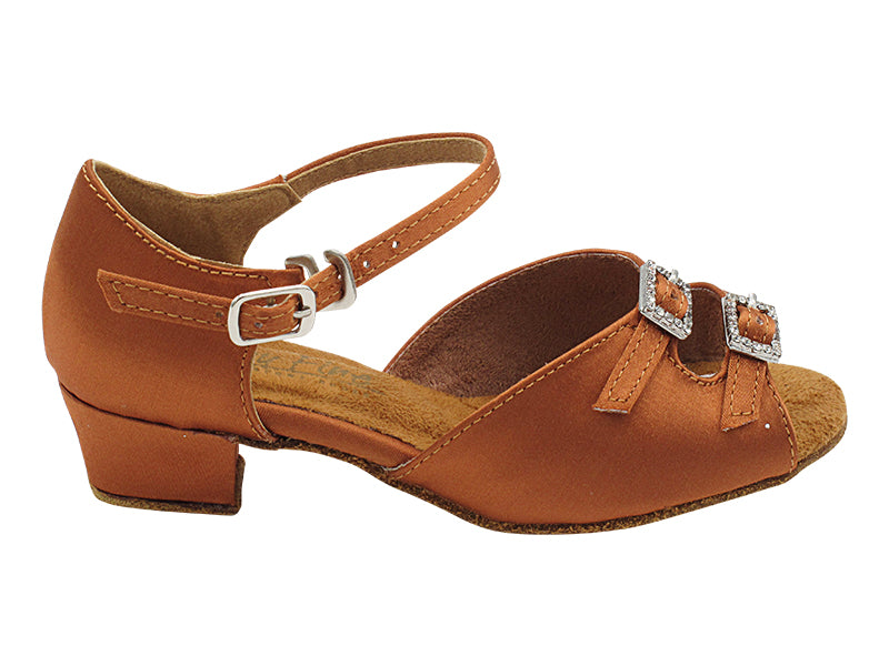 1619G Dark Tan Satin & Stone with 1.5" heel in the photo