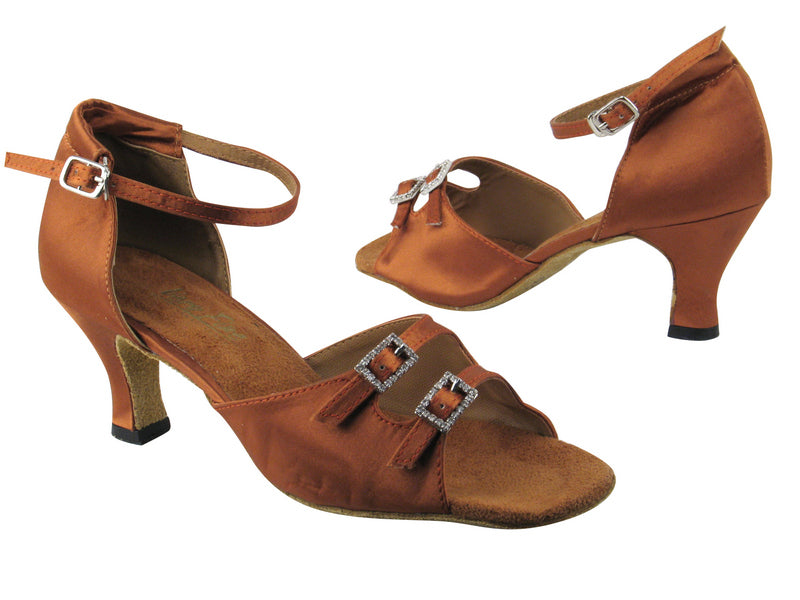 1620 236 Dark Tan Satin_Stone with 2.5&quot; low heel in the photo