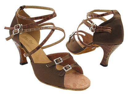 1620DX 316 Coffee Satin_304 Coffee PU_S_H with 3&quot; Heel (6812) in the photo