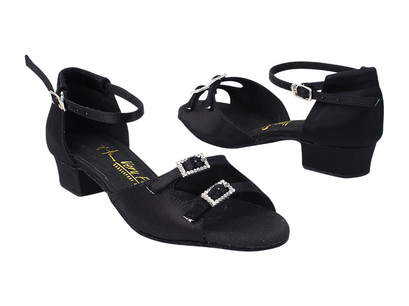 1620FT Black Satin with 1" Women Heel in the photo