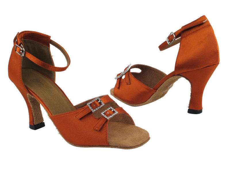 1620 182 Orange Tan Satin with 3&quot; Heel in the photo