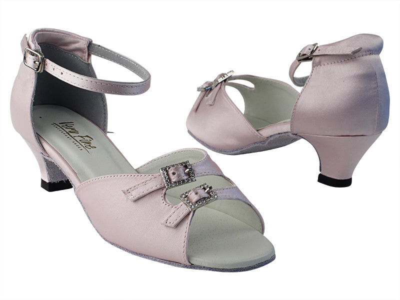 1620 233 Light Pink Satin_Stone with 1.3&quot; Cuban Heel in the photo