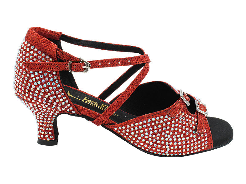 1625Bling Red Glitter Satin with 2&quot; Slim Heel (2899B) in the photo