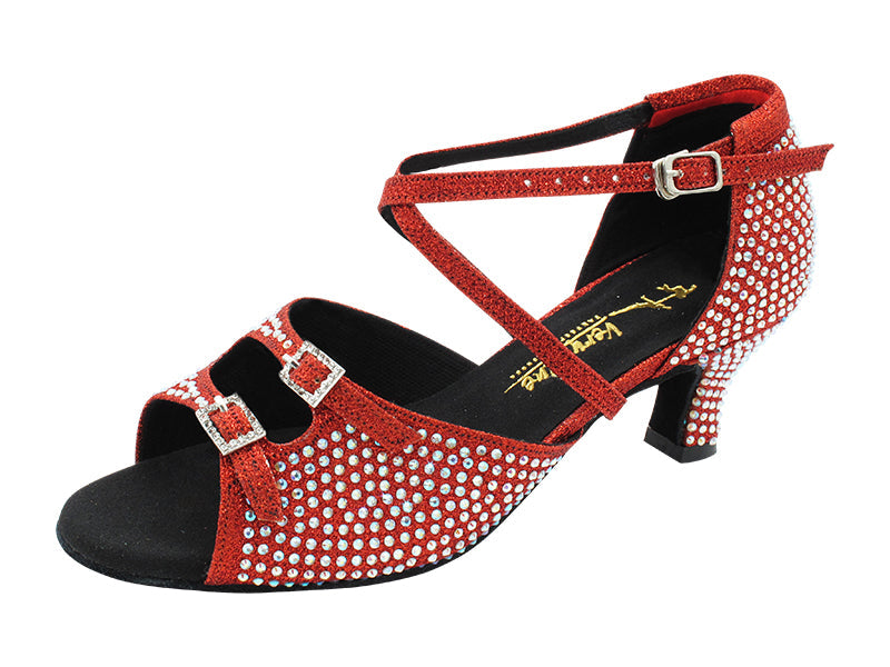1625Bling Red Glitter Satin with 2" Slim Heel (2899B) in the photo