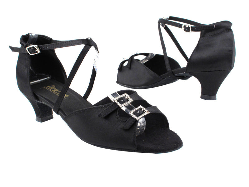 1625 Black Satin &amp; Stone with 1.3&quot; Heel in the photo
