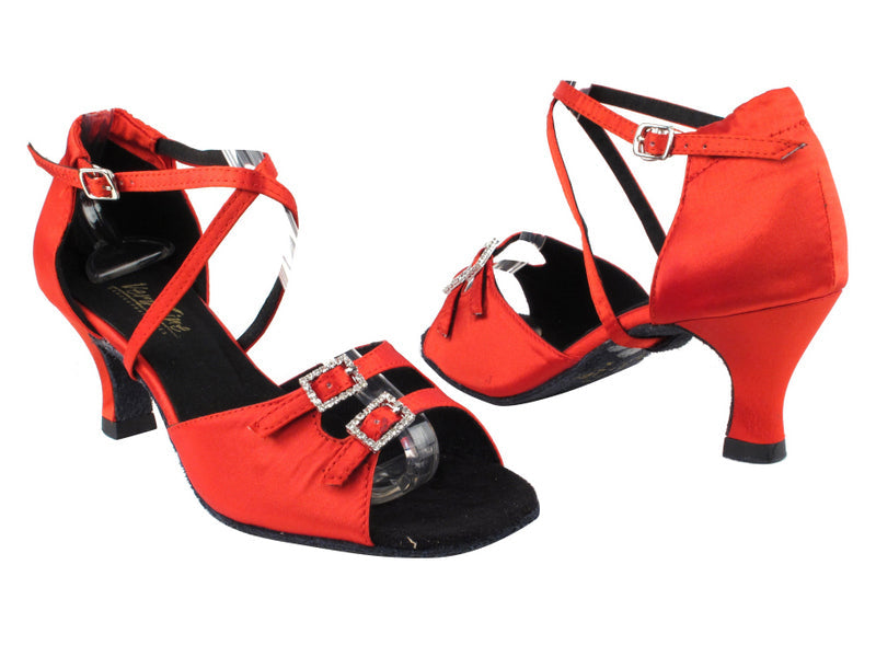 1625 Red Satin &amp; Stone with 2.5&quot; Heel in the photo