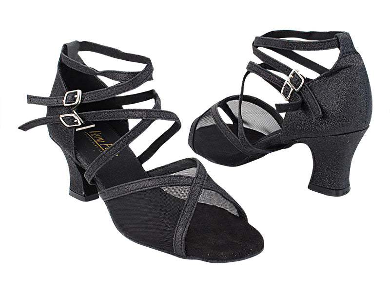 1630 127 Black Stardust_Black Mesh with 2.2&quot; Thick Cuban Heel (318) in the photo