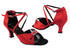 1636 112 Red Satin with 2.5" low heel in the photo