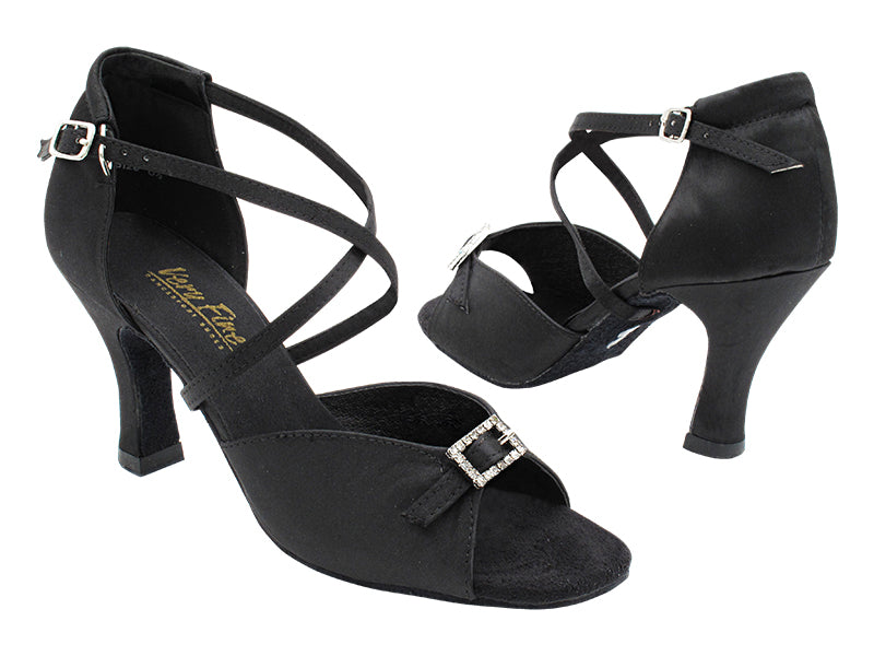 1636 Black Satin with 3&quot; Heel in the photo