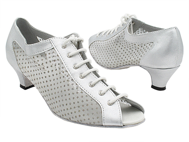 1643 151 Soft Silver Leather_110 Mesh with 1.3&quot; Cuban Heel (387) in the photo