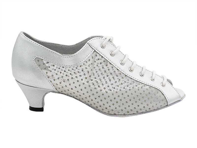 1643 151 Soft Silver Leather_110 Mesh with 1.3&quot; Cuban Heel (387) in the photo