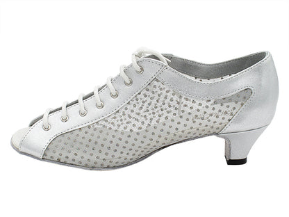 1643 151 Soft Silver Leather_110 Mesh with 1.3&quot; Cuban Heel (387) in the photo