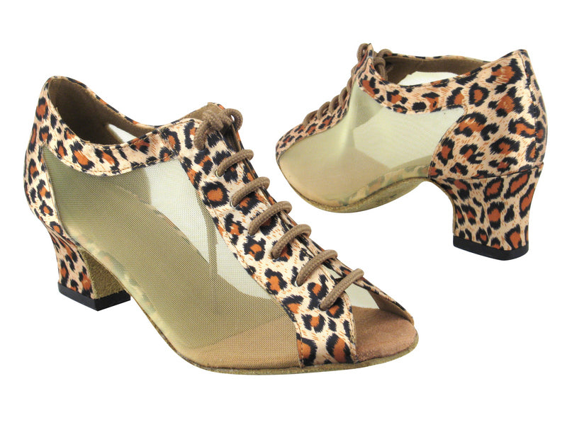 1643 152 Leopard Satin_Flesh Mesh with 2&quot; Thick Cuban heel in the photo