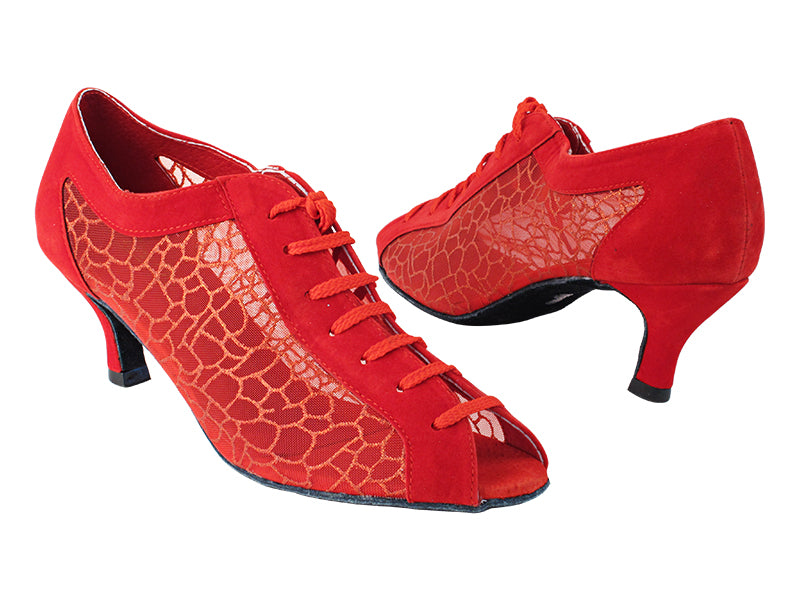 1643 228 Red Velvet_198 Red Mesh with 2.6&quot; Heel in the photo