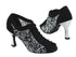 1643 Black Nubuck_154 Mesh_126 Silver Stardust Heel with 3" heel in the photo