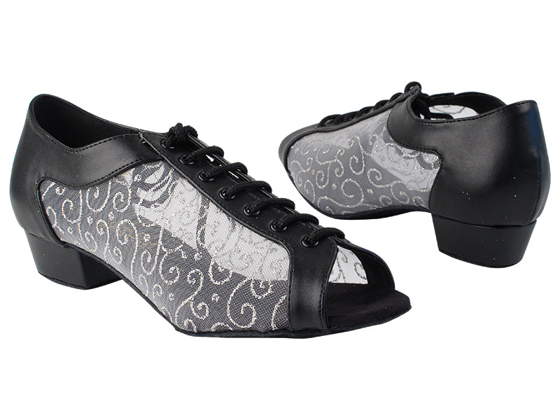 1643FT 97 Black PU_140 Vine White Mesh with 1&quot; Women Heel in the photo