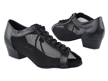 1643FT Black Leather_Black Mesh with 1&quot; Flat Heel in the photo