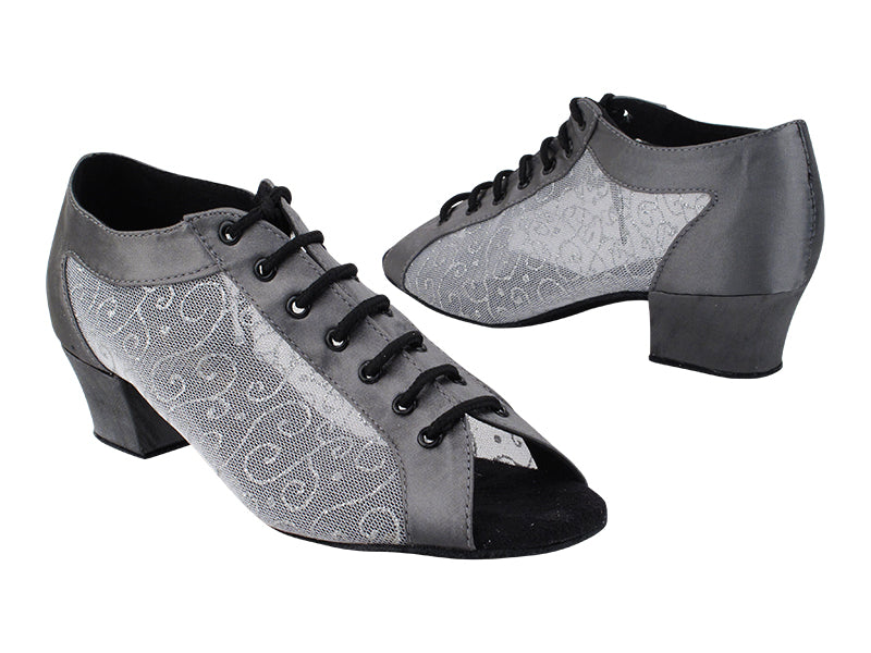 1643LEDSS 79 Grey Satin_132 Silver Vine Grey Mesh_Black Insole with 1.5&quot; Heel (2001) in the photo