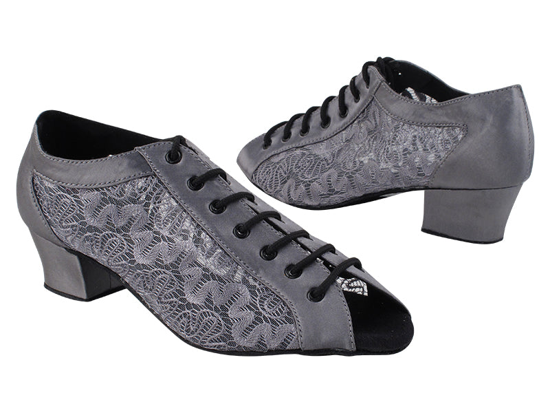 1643LEDSS 79 Grey Satin_Grey Flower Mesh with 1.5&quot; Heel (2001) in the photo