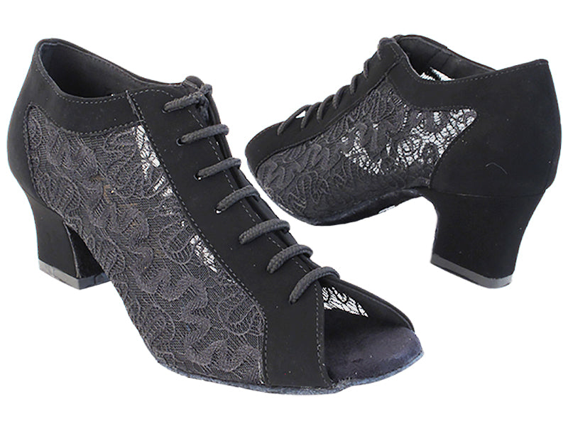 1643LEDSS Black Nubuck_Black Flower Mesh