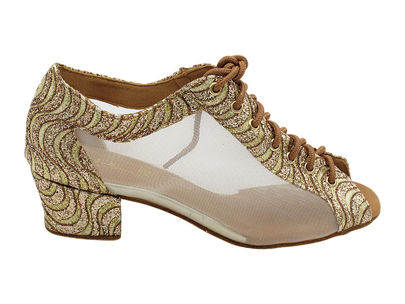 1643LEDSS 40 Gold Copper Wave Sparkle &amp; Flesh Mesh with 1.5&quot; Heel (2001) in the photo