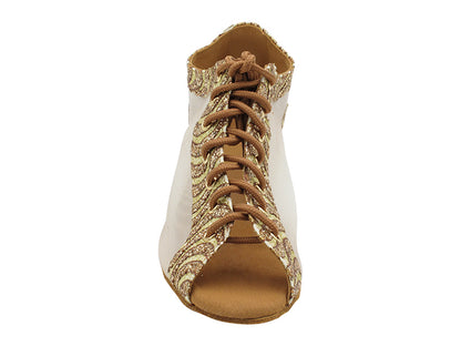 1643LEDSS 40 Gold Copper Wave Sparkle &amp; Flesh Mesh with 1.5&quot; Heel (2001) in the photo