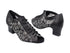 1643 127 Black Stardust_154 Mesh with 2" Thick Cuban Heel in the photo